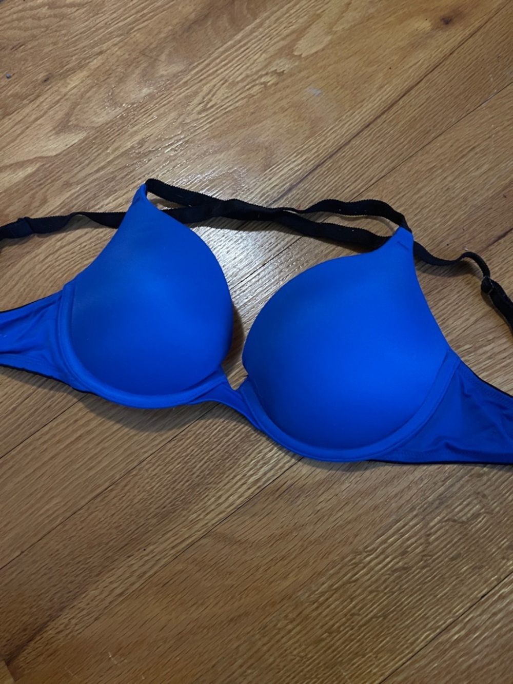 PINK Victoria's Secret Blue Bra with Black Straps